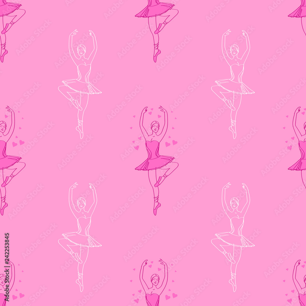 ballerina seamless pattern illustration