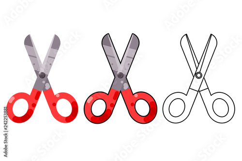 Scissors craft tool shears cut cloth paper clippers flat design isolated icon vector illustration