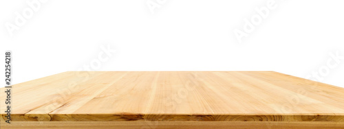 Wood table top isolated on white background