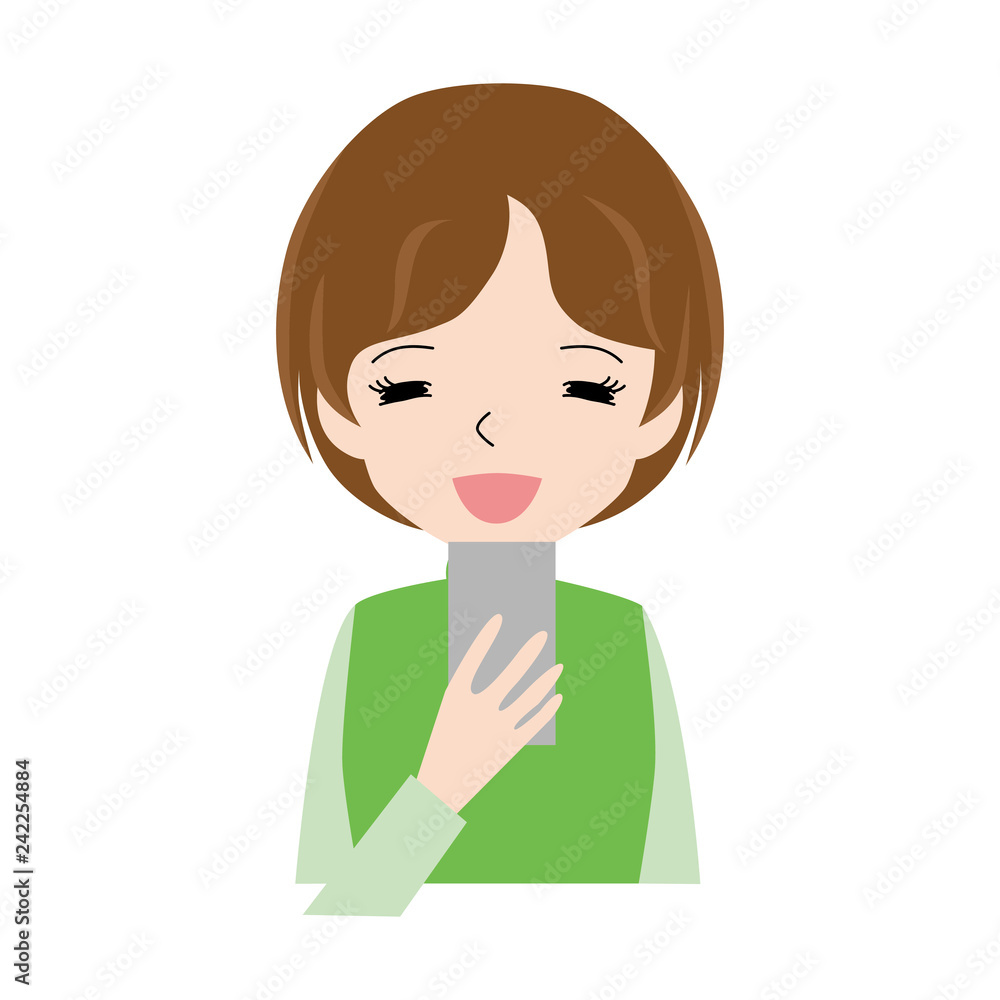 Illustration of a woman who uses a smile with a full smile. Illustration of a woman who uses a smile with a full smile.