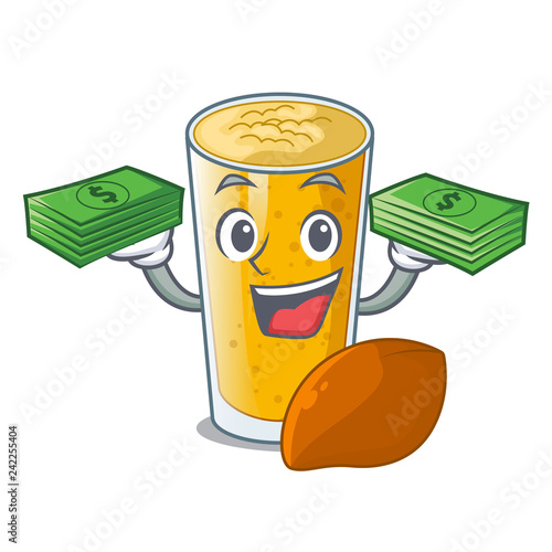 With money bag lassi mango on the mascot table