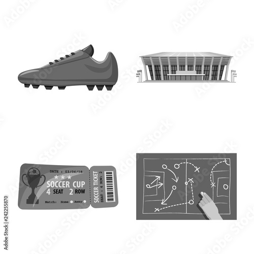 Vector illustration of soccer and gear logo. Set of soccer and tournament stock symbol for web.