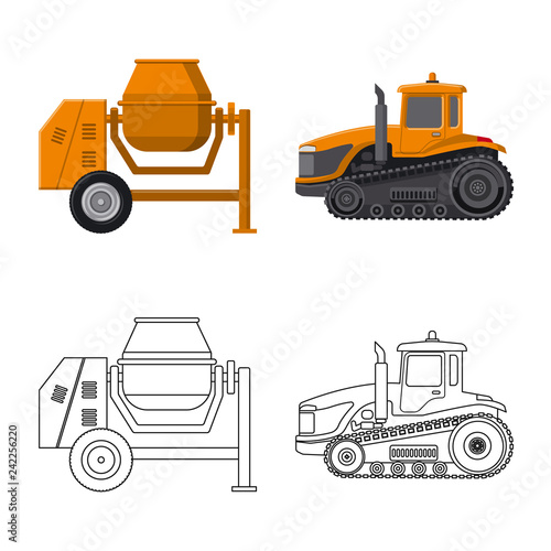 Isolated object of build and construction sign. Collection of build and machinery stock vector illustration.
