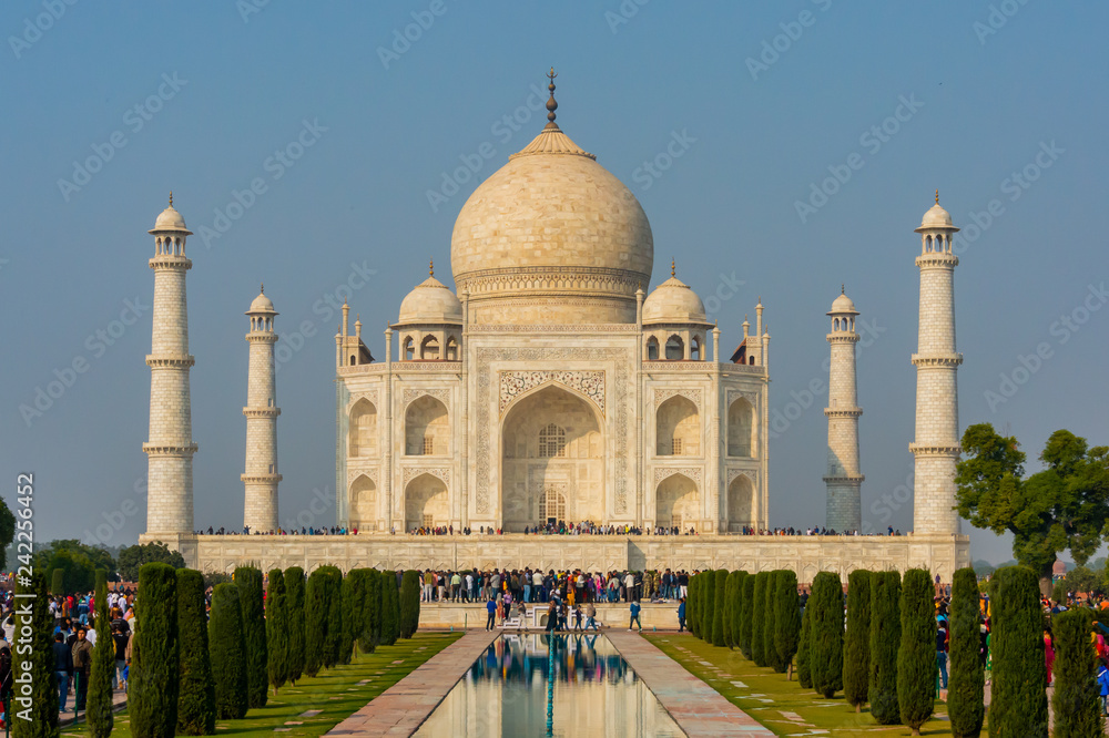 Agra, India - 27 December 2018 : Taj Mahal is a white marble mausoleum , Agra, Uttar Pradesh, India.