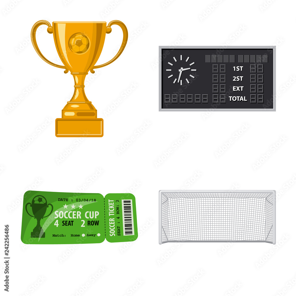 Vector illustration of soccer and gear symbol. Collection of soccer and tournament vector icon for stock. Vector illustration of soccer and gear symbol. Collection of soccer and tournament vector icon for stock.