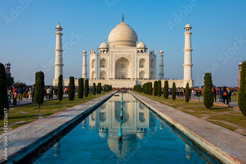 Agra, India - 27 December 2018 : Taj Mahal is a white marble mausoleum , Agra, Uttar Pradesh, India.
