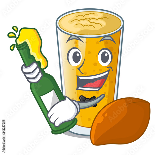 With beer lassi mango in the character fridge
