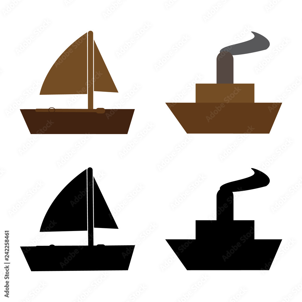Illustration of boat icons on white background Illustration of boat icons on white background
