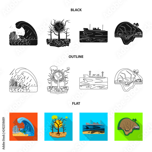 Vector illustration of natural and disaster logo. Set of natural and risk stock vector illustration.