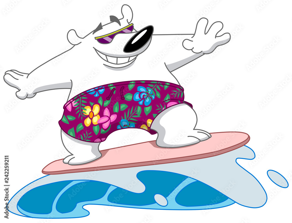 Fototapeta premium niedźwiedź surfingowy