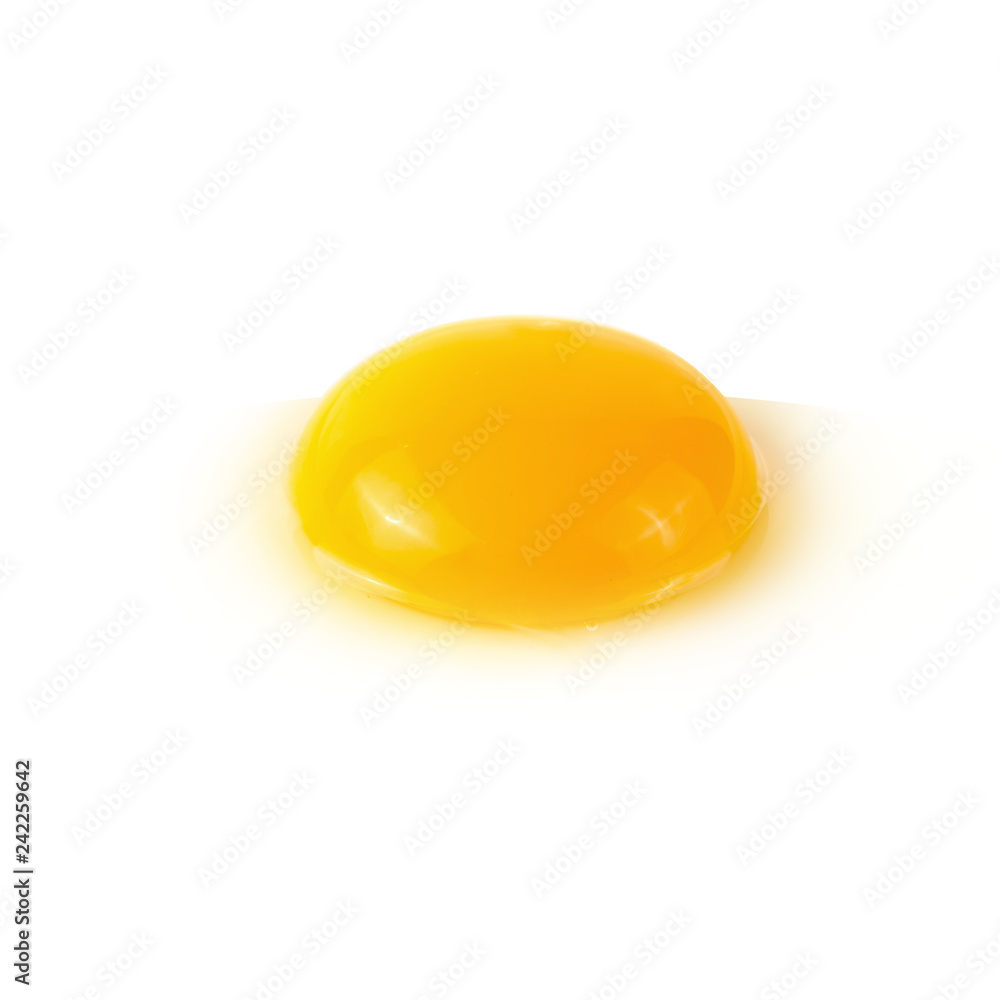 Fresh egg yolks isolated over white background