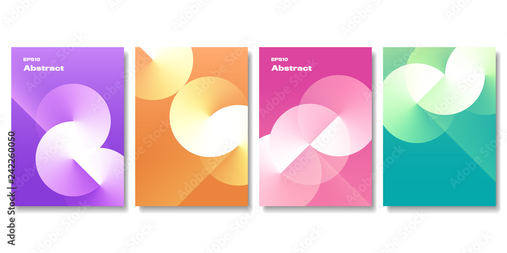 Set of Geometric Colorful Templates with Angle Gradient Circles. EPS 10 Vector.