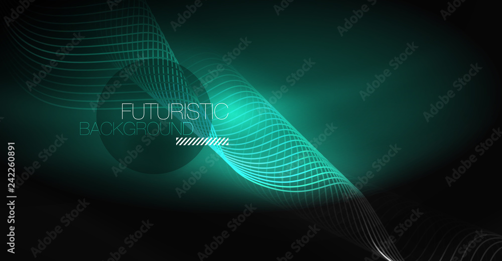 Neon lines wave background. Abstract composition Neon lines wave background. Abstract composition