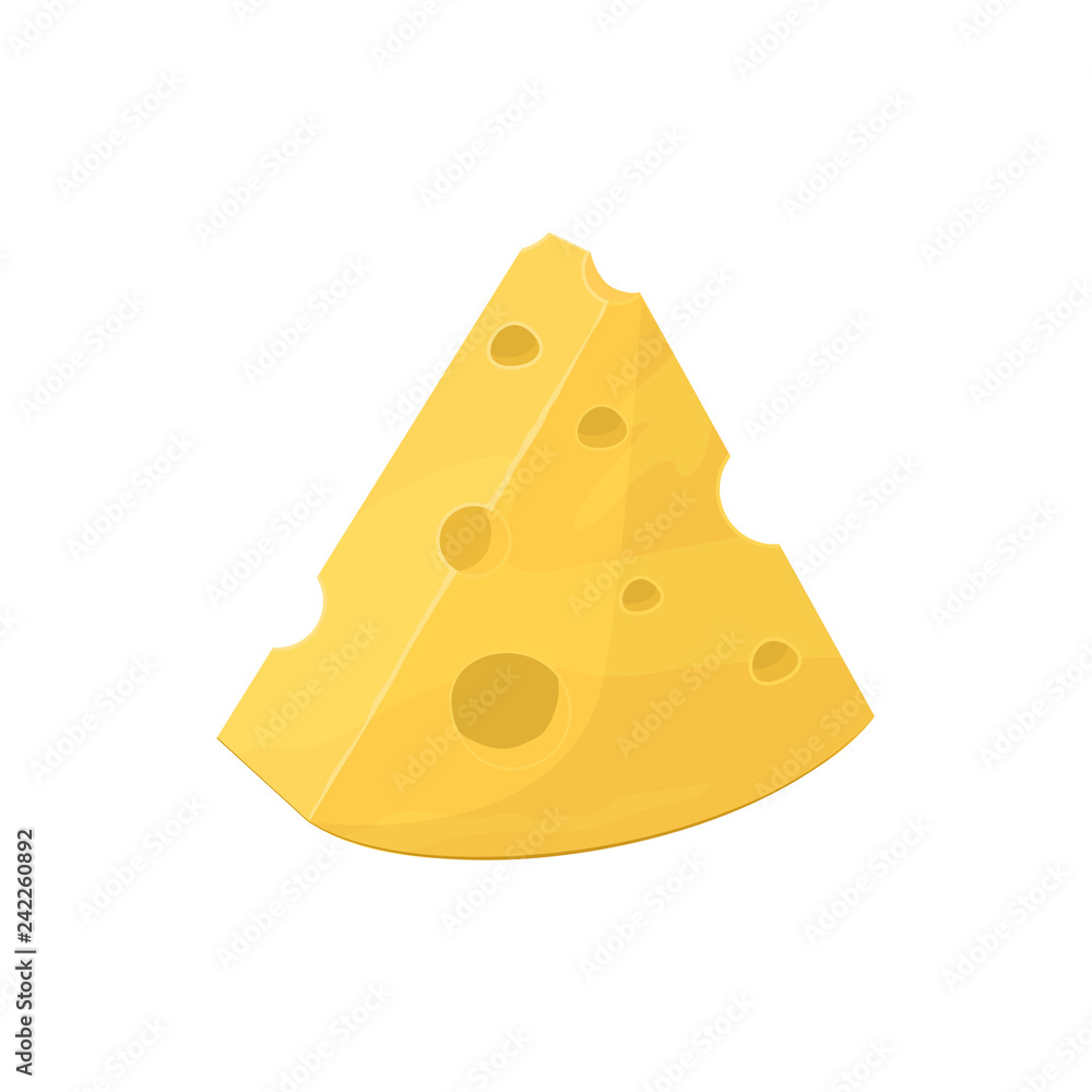 Pieces of cheese isolated on white. Cheddar icon. Modern flat style detailed vector Pieces of cheese isolated on white. Cheddar icon. Modern flat style detailed vector
