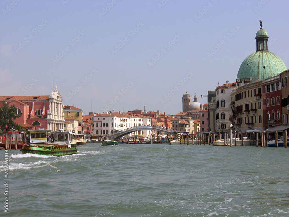 View of the Cannaregio canal and the passing  boats,Venice,Italy