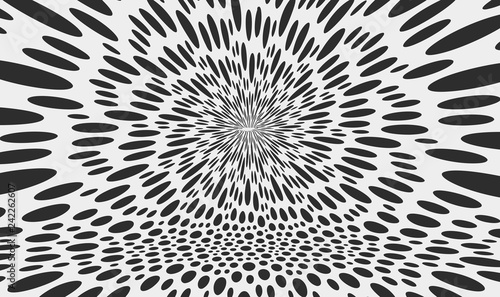 Black and white design. Chaotic particles in empty space. Dynamic background. Vector illustartion.