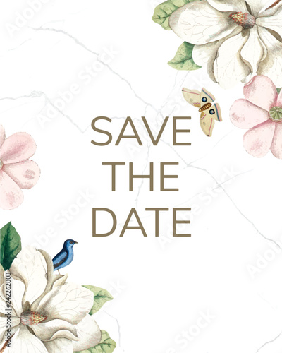 Save the date wedding invitation mockup vector