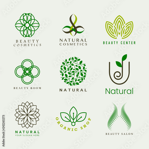 Set of natural cosmetics logo vector