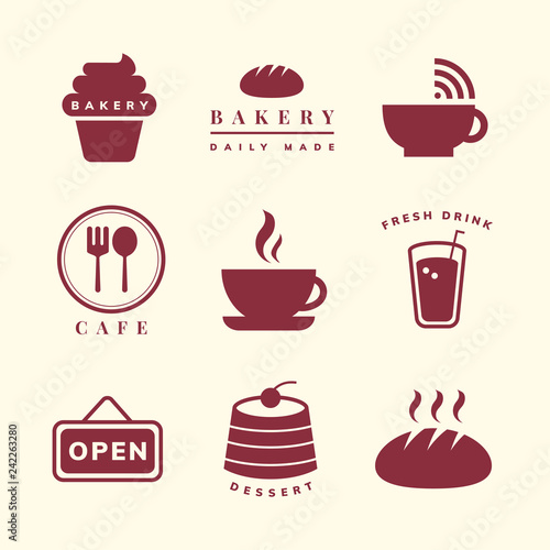 Coffee shop icon vector set