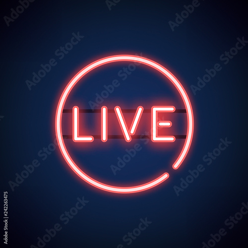 Red live neon sign vector