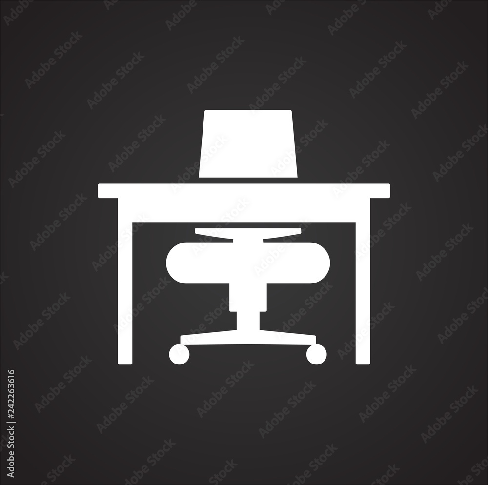 Office table icon on black background for graphic and web design, Modern simple vector sign. Internet concept. Trendy symbol for website design web button or mobile app Office table icon on black background for graphic and web design, Modern simple vector sign. Internet concept. Trendy symbol for website design web button or mobile app