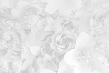 Paper flower, White roses cut from paper, Wedding decorations, Mixed wedding flower background