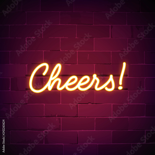 Cheers bar neon sign vector