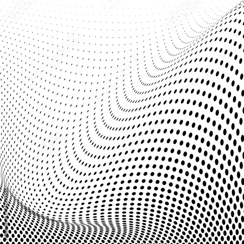 Black and white wavy halftone background vector