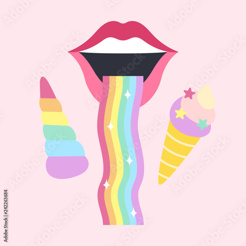 Cute unicorn photo booth party props vector