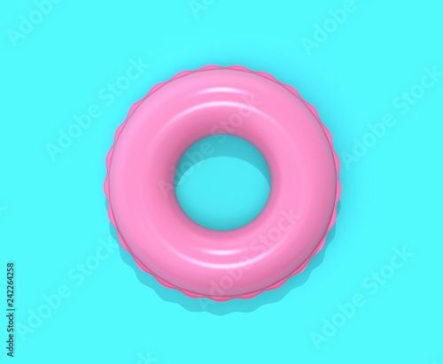 Pink swimming ring on blue background, clipping path included