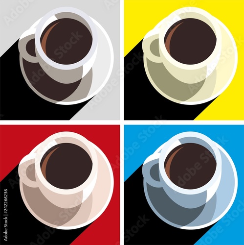 Coffee cups vectors in 4 colors