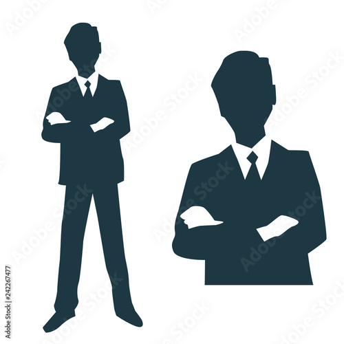 Silhouette businessman hand crossed