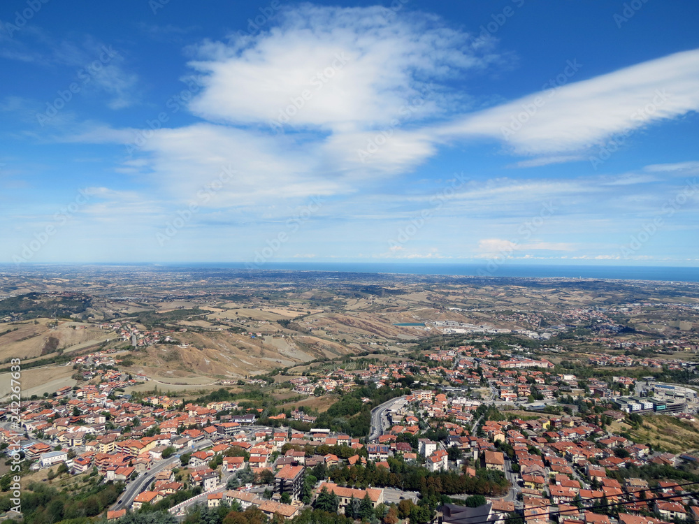 Wonderful view of the Republic of San Marino  and Emilia-Romagna province, Italy
