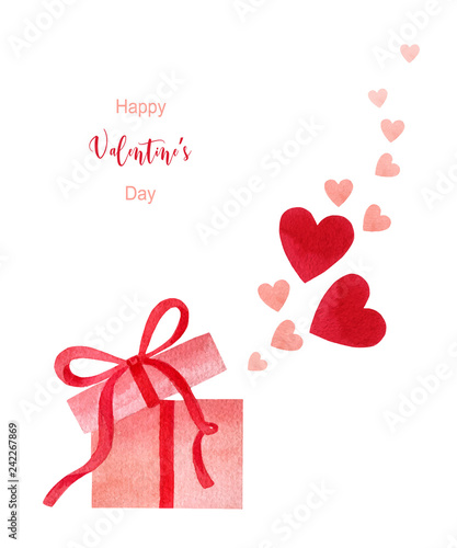 Happy Valentine's day watercolor vector illustration.