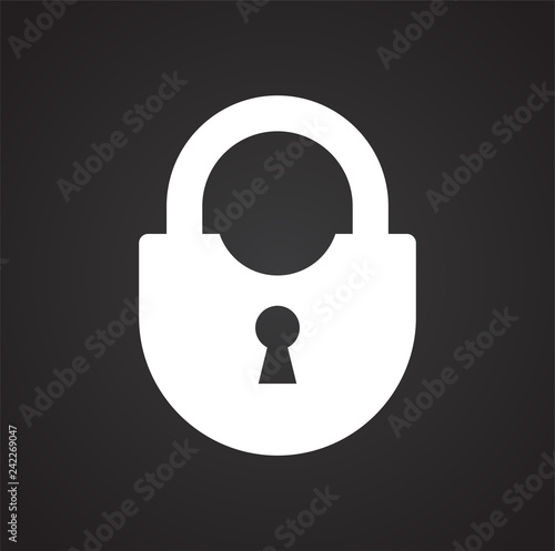 Lock icon on black background for graphic and web design, Modern simple vector sign. Internet concept. Trendy symbol for website design web button or mobile app