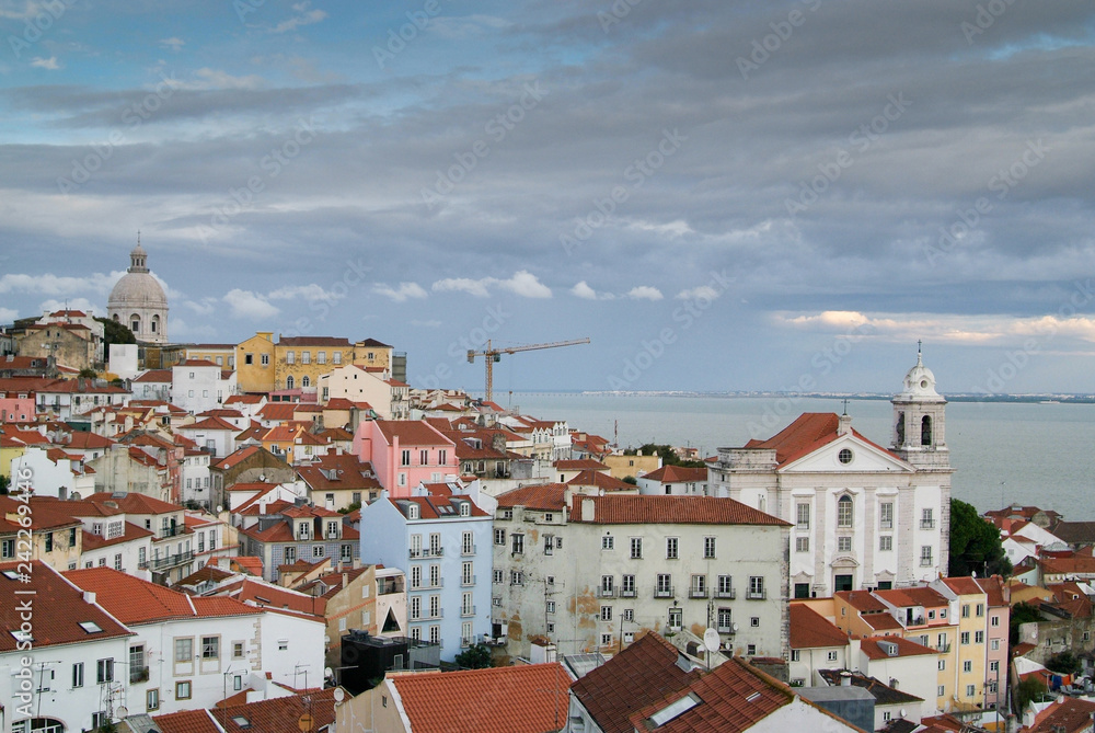Red roofs of old district in Lisbon