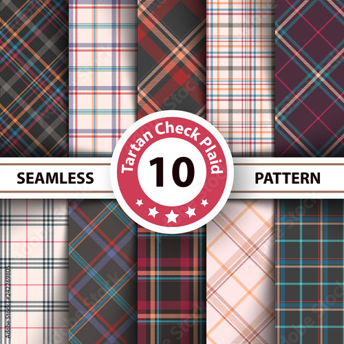 Classic tartan, Merry Christmas seamless patterns.