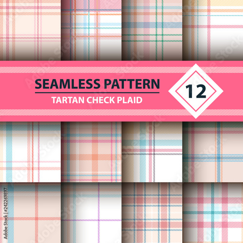 Classic tartan, Merry Christmas seamless patterns.