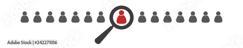 Personen untersuchen Lupe - Jobsuche Nachforschung Auswahlverfahren