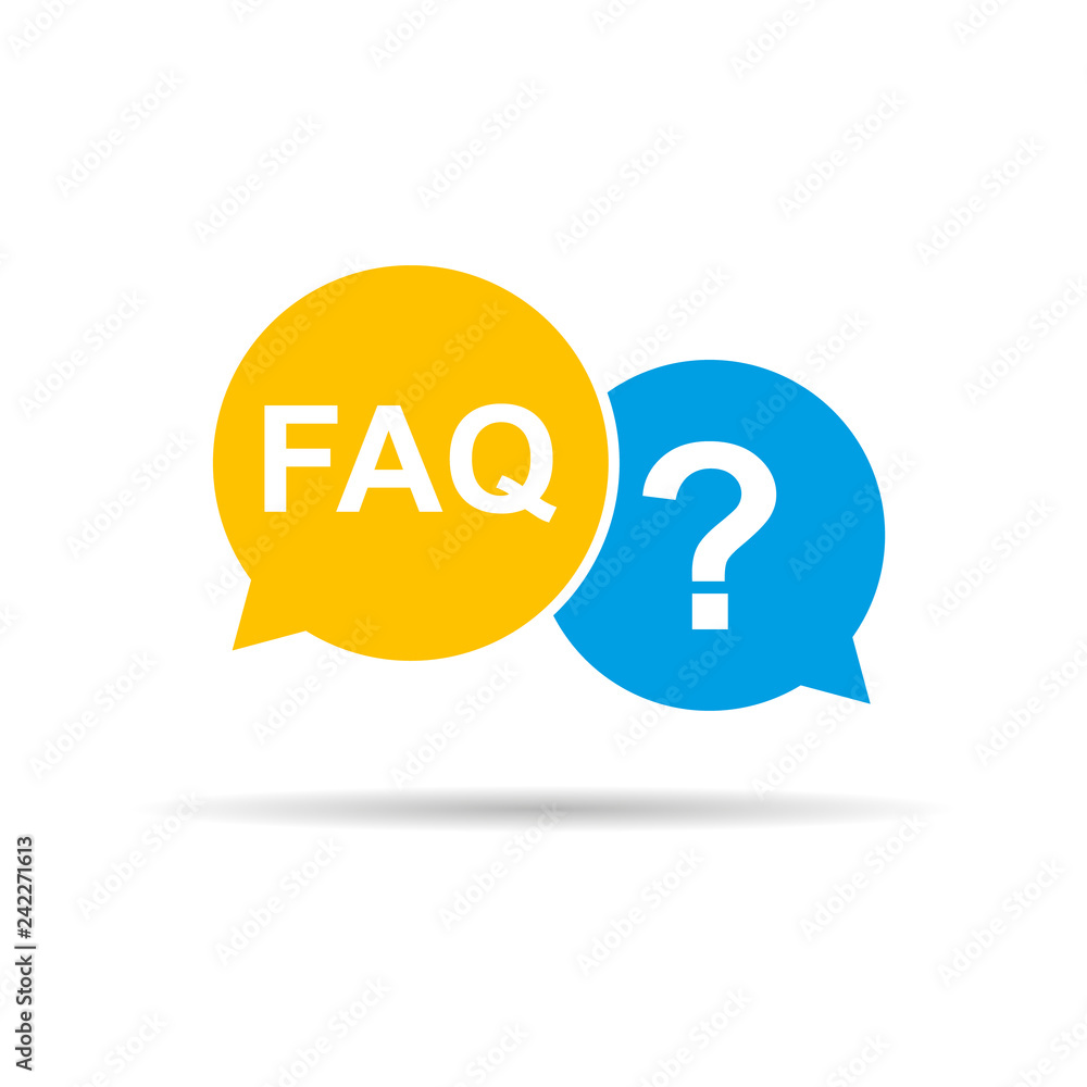 FAQ sign in speech bubble with shadow FAQ sign in speech bubble with shadow