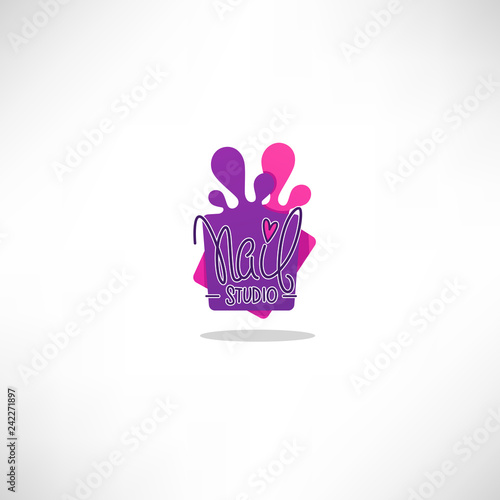 vector logo template for your Nail Studio and manicure salon with doodle lettering composition