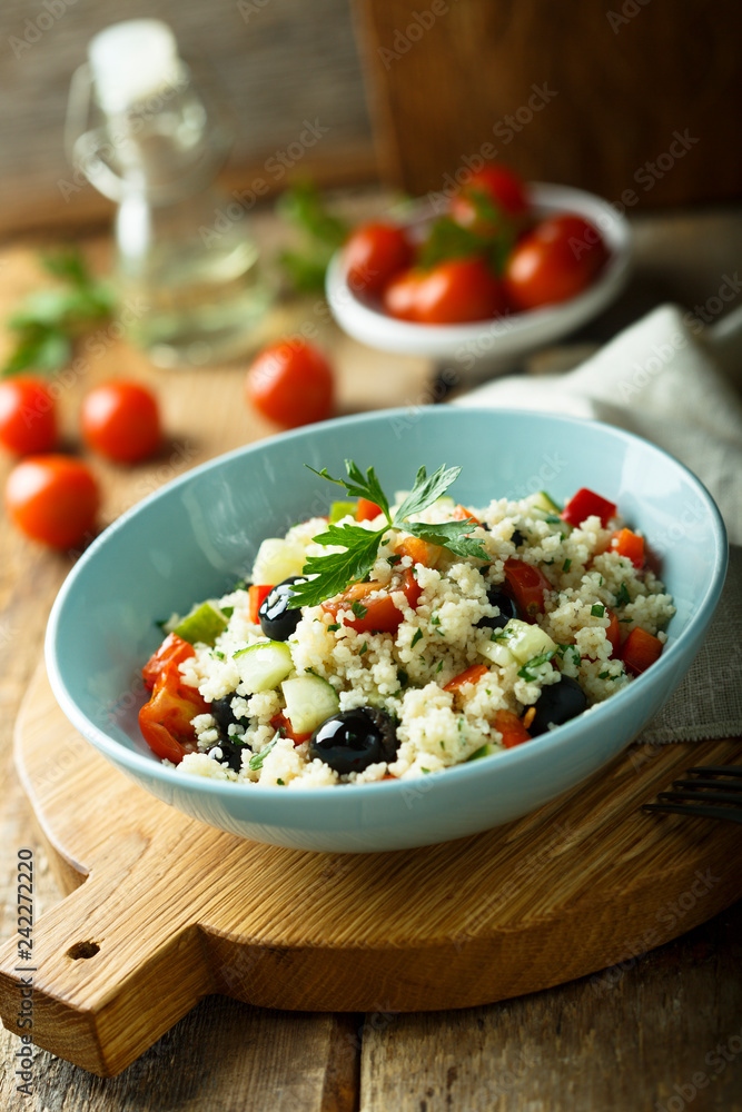Couscous salad with tomato and olives Couscous salad with tomato and olives