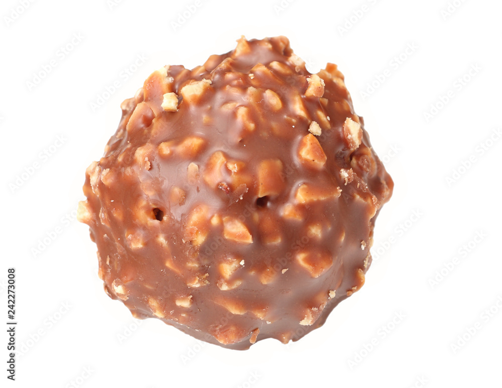 chocolate candies sweets with nuts isolated on white background chocolate candies sweets with nuts isolated on white background