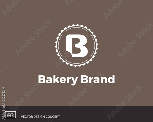 Bakery logo template. Letter B. Bite mark.
