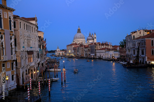 Grand canal cityscape in the evening in Venice, Italy