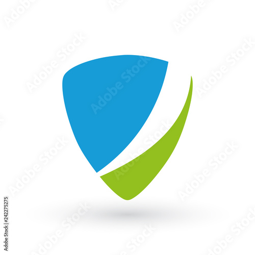 Free Download Blue and Green Identity, Badge, label, emblem logo or badge template, vector illustration isolated on white background - GFXLoad