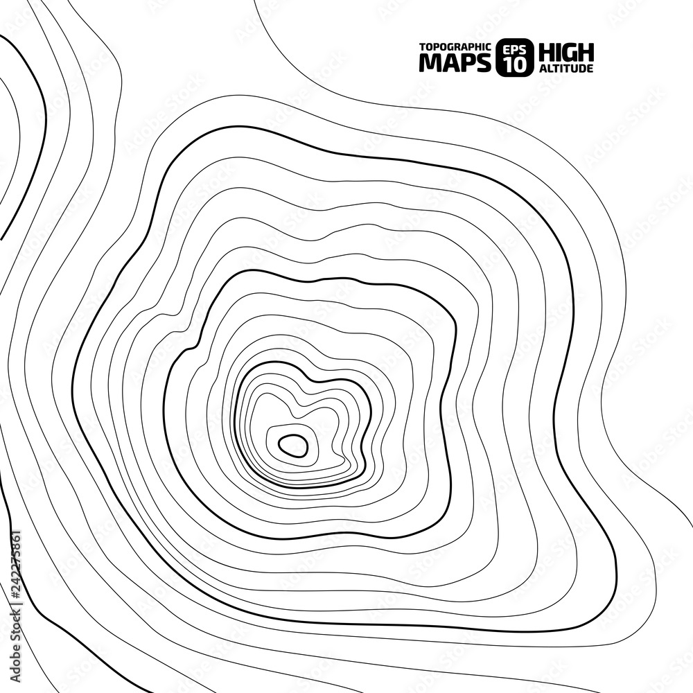 Fototapeta The stylized height of the topographic contour in lines and contours. The concept of a conditional geography scheme and the terrain path. Vector illustration.