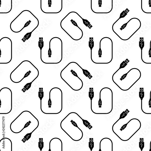 Micro Usb Cable, Usb Cable Seamless Pattern