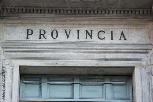 Italian marble written text Provincia (Province) administrative division within a country or state