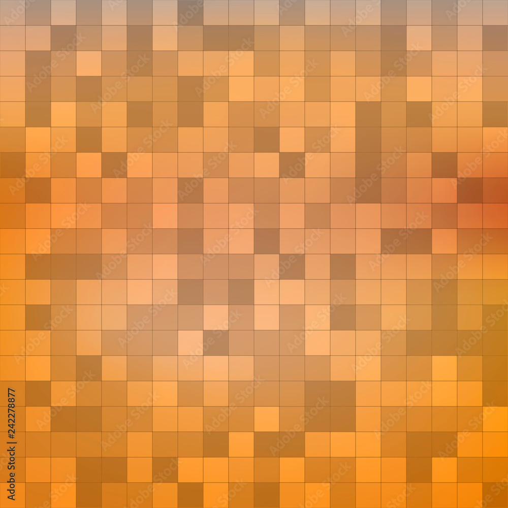 Orange geometric background with small squares. Bright Pixel mosaic. Orange geometric background with small squares. Bright Pixel mosaic.